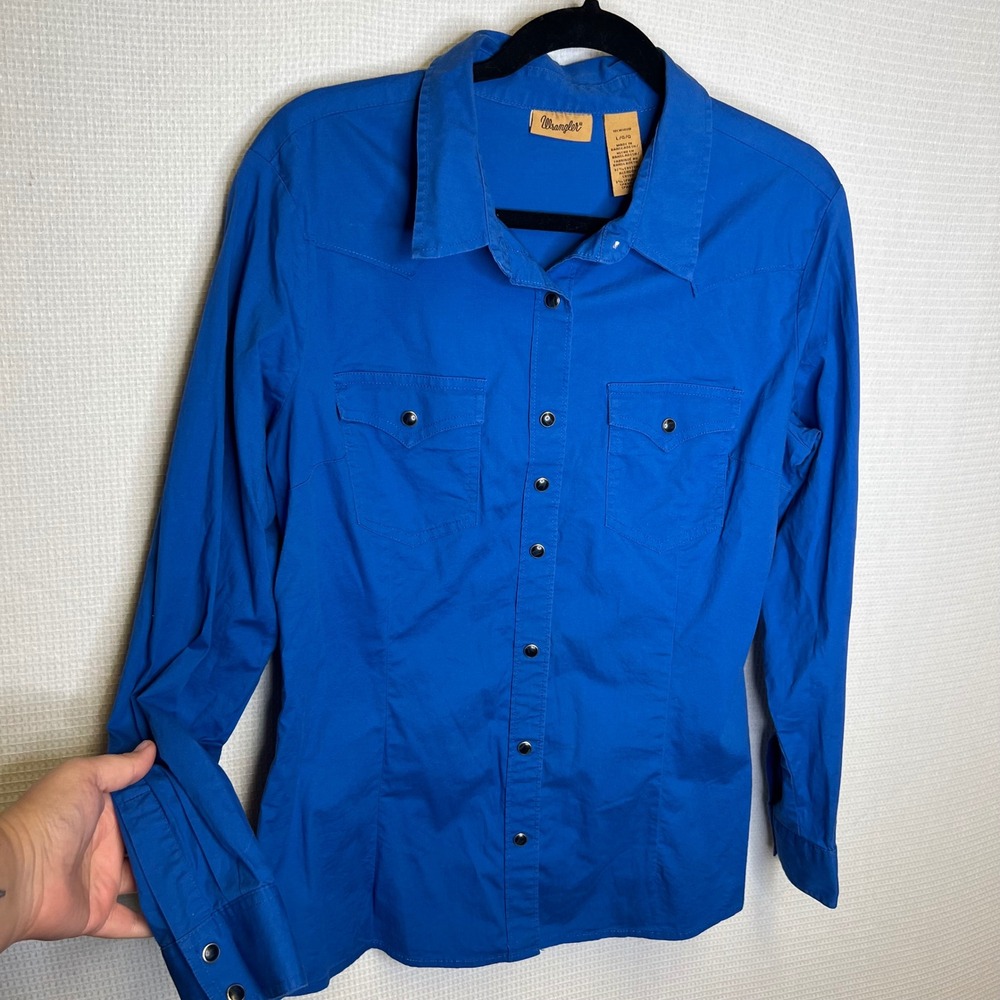 Wrangler Womens Royal Blue Western Snap Front Long Sleeve Shirt 10LW1011B Large